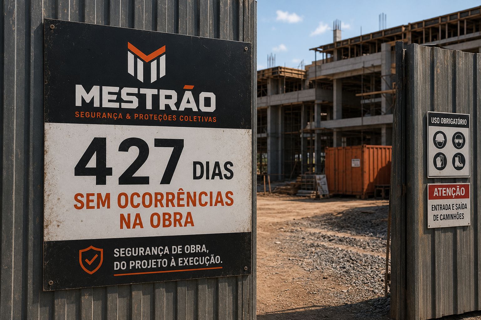 Canteiro de obra Mestrão — 427 dias sem ocorrências